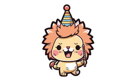 Lion Birthday Vector Illustrationのイラスト素材