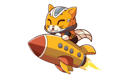 Tiger Riding a Rocket Vector Illustrationのイラスト素材