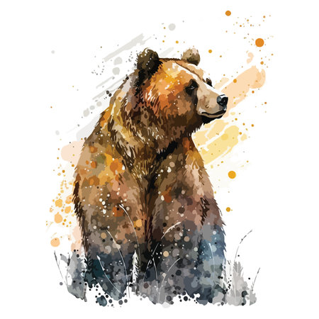 Bear Watercolor vector illustrationのイラスト素材