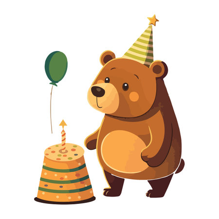 Bear Birthday Vector Illustrationのイラスト素材