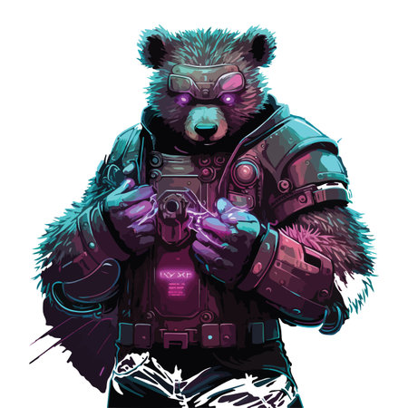 Bear Cyberpunk Vector Illustration