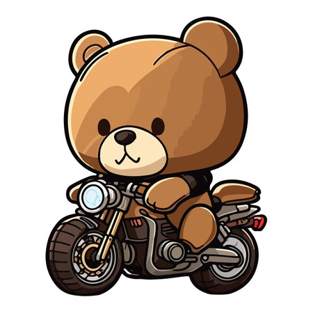 Bear Riding a Motorcycle Vectorのイラスト素材