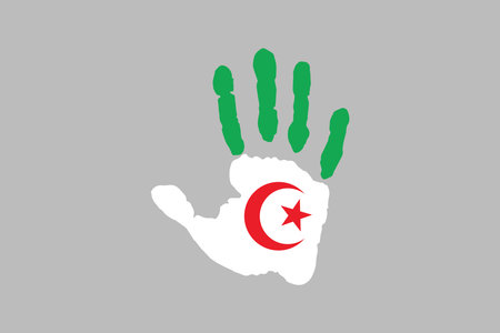 Peace for Algeria, Flag of Algeria, original and simple Algeria flag, vector illustration of Algeria flagのイラスト素材