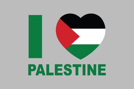 I Love Palestine, Flag of Palestine, original and simple Palestine flag, vector illustration of Palestine flagのイラスト素材