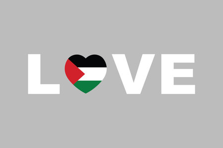 Love of Palestine, original and simple Palestine flag, vector illustration of Palestine flagのイラスト素材