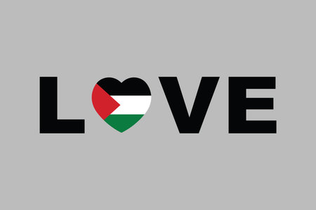 Love of Palestine, original and simple Palestine flag, vector illustration of Palestine flagのイラスト素材
