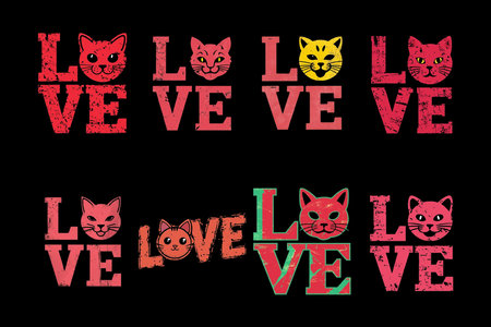 Love cat T-Shirt designs setのイラスト素材