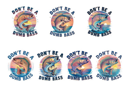 Donât be a Dumb bass T-Shirt designs setのイラスト素材