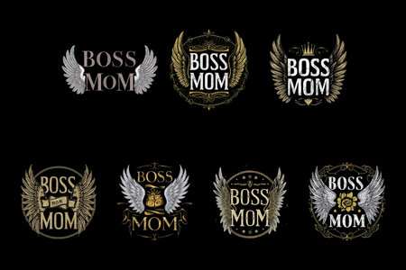 Boss Mom T-Shirt designs setのイラスト素材