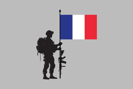 France soldier with flag, France flag vector graphic, France country flag is a symbol of freedom, National France flag, vector illustrationのイラスト素材