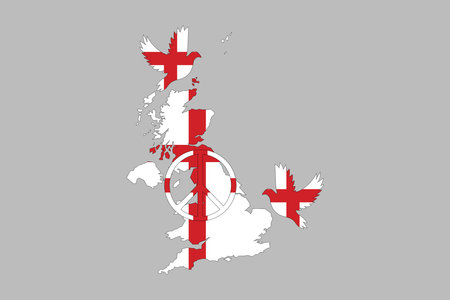 Map of the England with the national flag of England, The flag of England, England national Flag Vector illustration, England crossed flags, Standard colorのイラスト素材