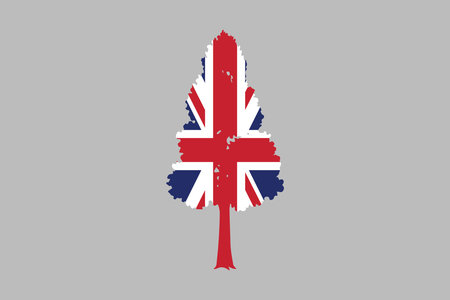 United Kingdom flag and British tree shape, United Kingdom flag, British flag, UK, United Kingdom, silhouette vectorのイラスト素材
