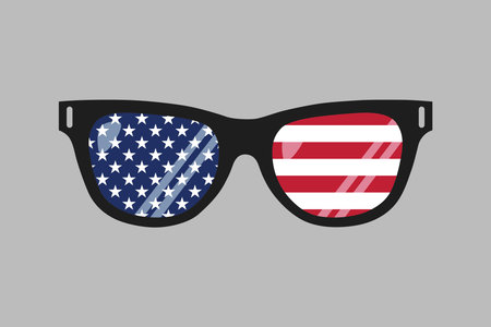 American Sunglasses with flag, United States of America, Vector made in USA sign, Made In the USA icon , US icon with American flagのイラスト素材