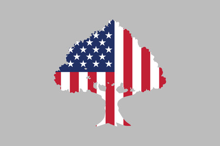 American flag and American tree shape, American flag, Usa flag, USA, united states, silhouette vectorのイラスト素材