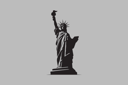 Statue of Liberty, USA flag, American symbol, New York landmark, Freedom, USA symbol, NYC, american statueのイラスト素材