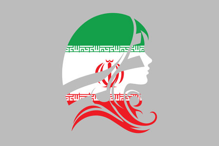 Iran flag and girlâs shape, Flag of Iran national country symbol illustration Vector, Rectangle Iran flag illustration, Flat vector illustrationのイラスト素材