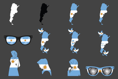 Flag of Argentina Set, Original and simple Argentina flag Bundle, vector illustration of Argentina flag Collectionのイラスト素材