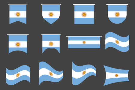 Flag of Argentina Set, Original and simple Argentina flag Bundle, vector illustration of Argentina flag Collectionのイラスト素材