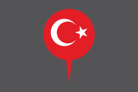 Turkey flag with location sign, Flag of Turkey national country symbol illustration Vector, Rectangle Turkey flag illustration, Flat vector illustrationのイラスト素材