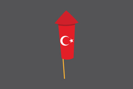 Turkey flag with firework shape, Flag of Turkey national country symbol illustration Vector, Rectangle Turkey flag illustration, Flat vector illustrationのイラスト素材