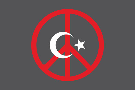 Peace for Turkey with flag, Flag of Turkey national country symbol illustration Vector, Rectangle Turkey flag illustration, Flat vector illustrationのイラスト素材