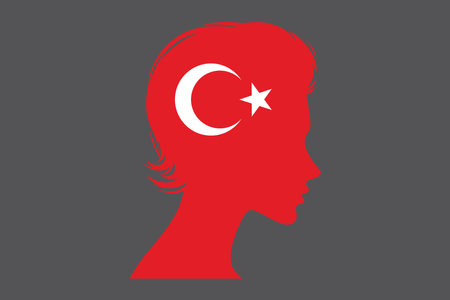 Turkey flag and girlâs shape, Flag of Turkey national country symbol illustration Vector, Rectangle Turkey flag illustration, Flat vector illustrationのイラスト素材