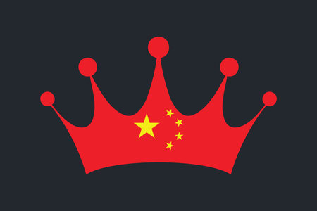 China crown shape with flag, Flag of China national country symbol illustration Vector, Rectangle China flag illustration, Flat vector illustrationのイラスト素材