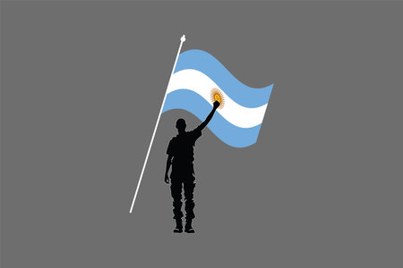 A Man with Argentina flag, Flag of Argentina national country symbol illustration Vector, Rectangle Argentina flag illustration, Flat vector illustrationのイラスト素材