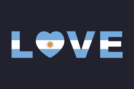Love Word with Argentina heart shape, Argentina flag vector graphic, Argentina country flag is a symbol of freedom, National Argentina flag, vector illustrationのイラスト素材