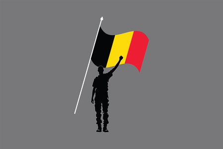 A Man with Belgium flag, Flag of Belgium national country symbol illustration Vector, Rectangle Belgium flag illustration, Flat vector illustrationのイラスト素材