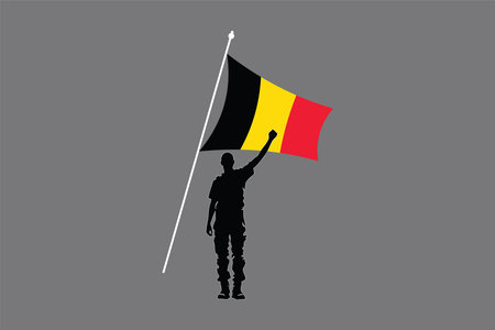 A Man with Belgium flag, Flag of Belgium national country symbol illustration Vector, Rectangle Belgium flag illustration, Flat vector illustrationのイラスト素材