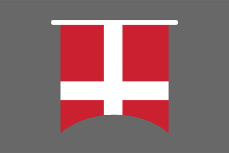 Denmark flag, The flag of Denmark, Flag of Denmark national country symbol illustration Vector, Rectangle Denmark flag illustration, Flat vector illustrationのイラスト素材