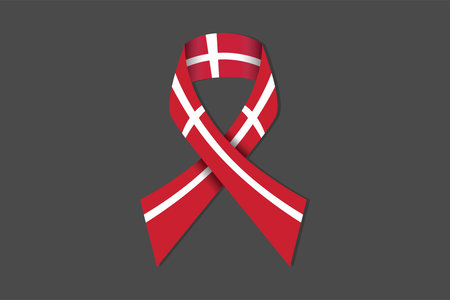 Peace for Denmark with flag, Flag of Denmark national country symbol illustration Vector, Rectangle Denmark flag illustration, Flat vector illustrationのイラスト素材