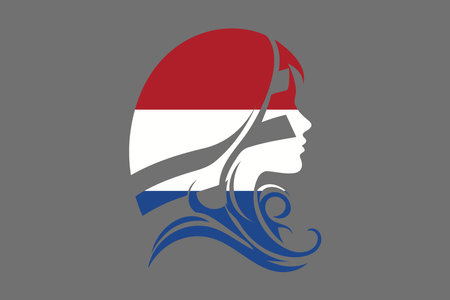 Netherlands flag and girlâs shape, Flag of Netherlands national country symbol illustration Vector, Rectangle Netherlands flag illustration, Flat vector illustrationのイラスト素材