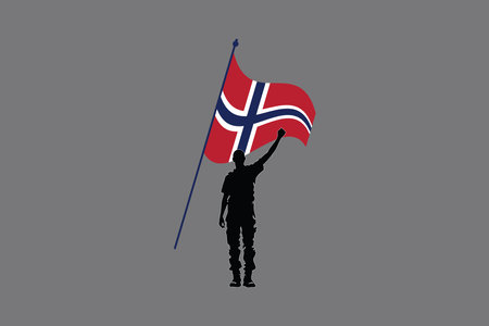 A Man with Norway flag, Flag of Norway national country symbol illustration Vector, Rectangle Norway flag illustration, Flat vector illustrationのイラスト素材