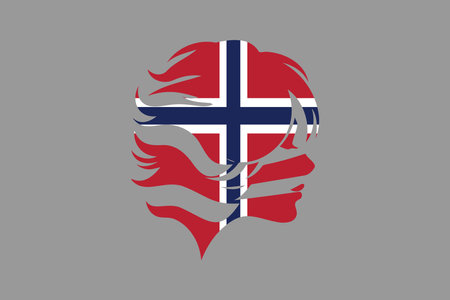 Norway flag and girlâs shape, Flag of Norway national country symbol illustration Vector, Rectangle Norway flag illustration, Flat vector illustrationのイラスト素材