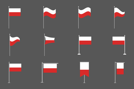 Flag of Poland Set, Original and simple Poland flag Bundle, vector illustration of Poland flag Collectionのイラスト素材