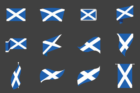 Flag of Scotland Set, Original and simple Scotland flag Bundle, vector illustration of Scotland flag Collectionのイラスト素材