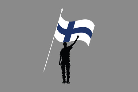 A Man with Finland flag, Flag of Finland national country symbol illustration Vector, Rectangle Finland flag illustration, Flat vector illustrationのイラスト素材