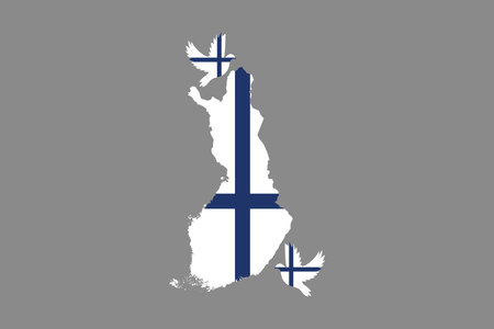 Map of Finland with the national flag of Finland, Finland flag vector graphic, Finland country flag is a symbol of freedom, National Finland flag, vector illustrationのイラスト素材