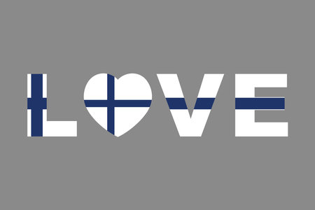 Love Word with Finland heart shape, Finland flag vector graphic, Finland country flag is a symbol of freedom, National Finland flag, vector illustrationのイラスト素材