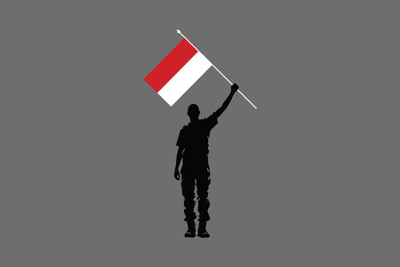 A Man holding an Indonesia flag, Indonesia flag vector graphic, Indonesia country flag is a symbol of freedom, National Indonesia flag, vector illustrationのイラスト素材