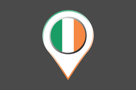 Ireland flag with location sign, Flag of Ireland national country symbol illustration Vector, Rectangle Ireland flag illustration, Flat vector illustrationのイラスト素材