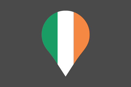 Ireland flag with location sign, Flag of Ireland national country symbol illustration Vector, Rectangle Ireland flag illustration, Flat vector illustrationのイラスト素材
