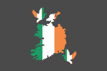 Map of Ireland with the national flag of Ireland, Ireland flag vector graphic, Ireland country flag is a symbol of freedom, National Ireland flag, vector illustrationのイラスト素材