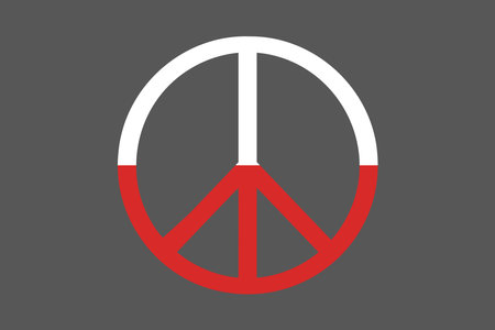 Peace for Poland with flag, Flag of Poland national country symbol illustration Vector, Rectangle Poland flag illustration, Flat vector illustrationのイラスト素材