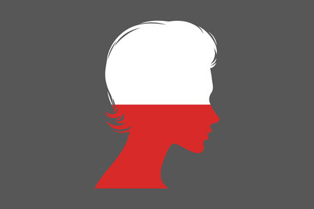 Poland flag and girlâs shape, Flag of Poland national country symbol illustration Vector, Rectangle Poland flag illustration, Flat vector illustrationのイラスト素材