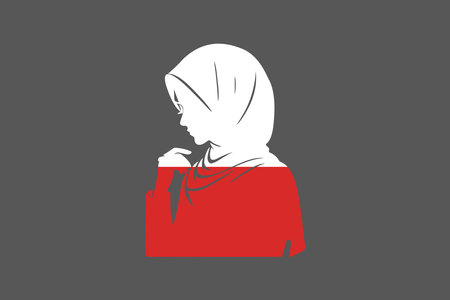 Poland Muslim girl wearing Poland flag hijab, Poland flag vector graphic, Poland country flag is a symbol of freedom, National Poland flag, vector illustrationのイラスト素材
