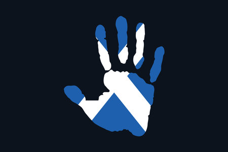 Peace for Scotland with flag, Flag of Scotland national country symbol illustration Vector, Rectangle Scotland flag illustration, Flat vector illustrationのイラスト素材