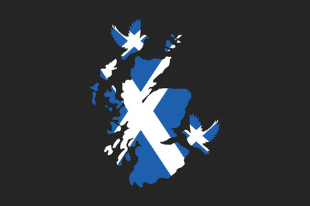 Map of Scotland with the national flag of Scotland, Scotland flag vector graphic, Scotland country flag is a symbol of freedom, National Scotland flag, vector illustrationのイラスト素材